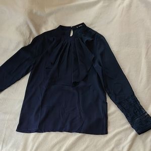 SHEIN woman's M navy blue business blouse